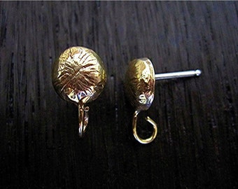 Artisan, Gold Bronze, Handmade Earring Post with Hook (one pair)