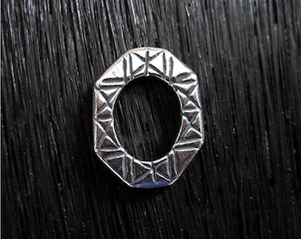Grote geëtste sterlingzilveren armband schakel: handgemaakte sieradencomponent