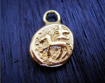 Gold Bronze Reproduction of Ancient Indian Yoni and Shiva Lingam Symbol Coin (A)