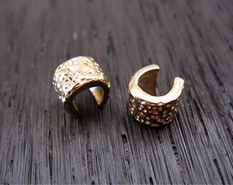 Gold Bronze, Artisan, Speckled, Crimp Bead Covers (set of 2)