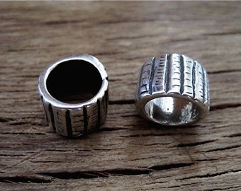 Handmade Sterling Silver Textured Jewelry Bead and Slider (one bead)