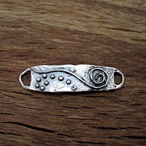 Whimsical Spiral Dotted Artisan Bracelet Link in Sterling Silver (one) (N)