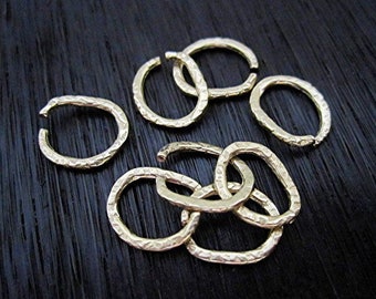 NEW! Medium, Organic, Textured, Gold Bronze, Handmade Open Jump Rings (set of 6)