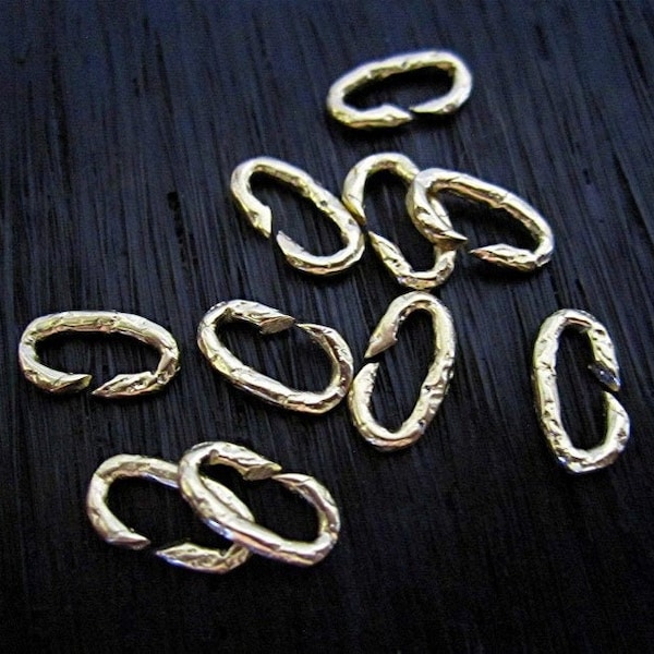 Small Textured Gold Bronze Open Jump Rings (set of EIGHT jump rings)