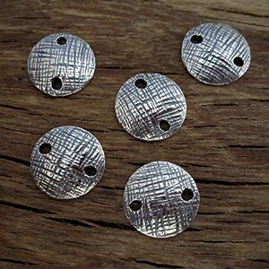Sterling Silver Round Textured Artisan Jewelry Link and Connector (ONE LINK)