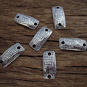 Sterling Silver Rectangular Textured Artisan Jewelry Link and Connector (ONE Link) (N)