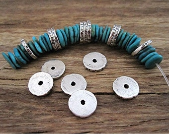 Sterling Silver Thin Textured Accent and Spacer Beads (set of 2) (N)