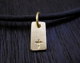 Small Gold Bronze Cross Charm and Pendant (one)