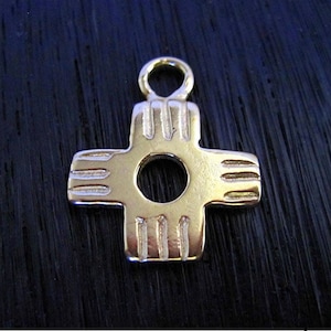 Gold Bronze Handmade Zia Symbol Pendant (one) (N)