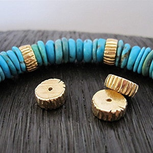 Artisan Striped Gold Bronze Spacer Bead and Slider (ONE Bead) (X)