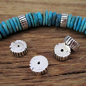 Artisan Striped Sterling Silver Spacer Bead and Slider (ONE Bead) (N)