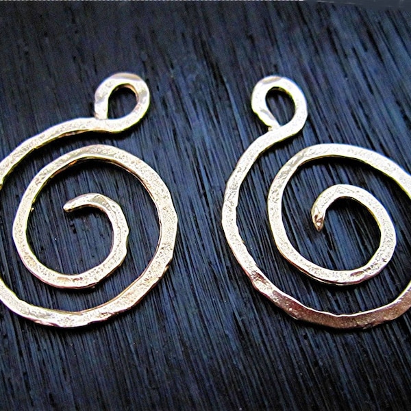 Artisan Gold Bronze Swirl and Spiral Clasp and Earring Charm (set of 2)