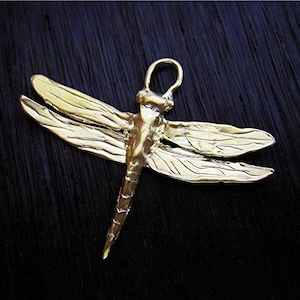 May include: A gold-colored dragonfly pendant charm with detailed wings and a loop for attaching to a necklace or bracelet.