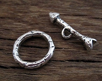 Rustic Artisan Sterling Silver Arrow Toggle Clasp (one set)