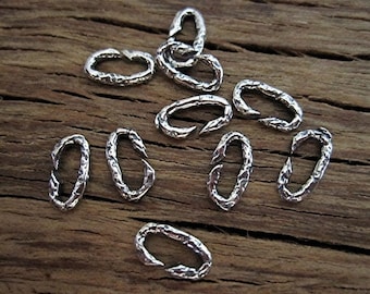 Small Textured Sterling Silver Open Jump Rings (set of EIGHT jump rings)