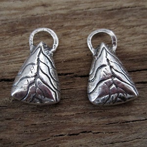 Triangular Leaf Sterling Silver Pendant Earring Charms (set of 2)