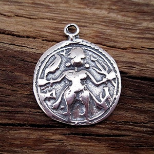 Hindu Durga Warrior Goddess Charm and Pendant in Sterling Silver (one)