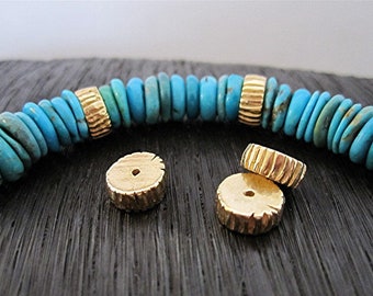 Artisan Striped Gold Bronze Spacer Bead and Slider (ONE Bead)
