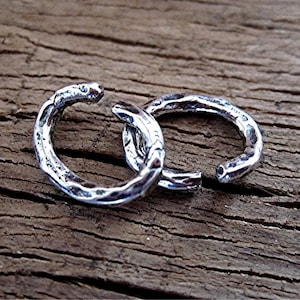 Organic, Sterling Silver, Small, Artisan Open Jump Rings (set of 2)