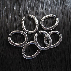 Rustic, Textured, Artisan, Sterling Silver Open Jump Ring (set of 6)