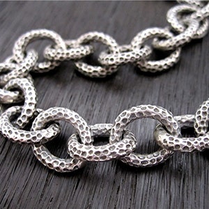 Chunky Artisan Dimpled Textured Sterling Silver Link Chain (multiple lengths available) - MADE TO ORDER