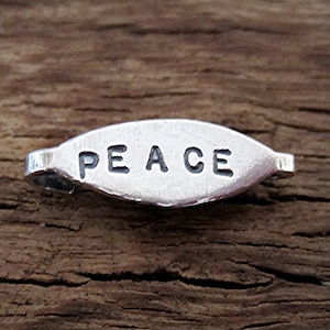 Sterling Silver, Handmade, Inspirational, Stamped, Peace Bracelet Link (one)