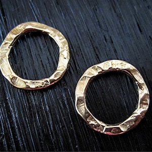 Gold Bronze, Rustic, Textured, Artisan, Round Closed Jump Rings and Links (set of 2) (X)