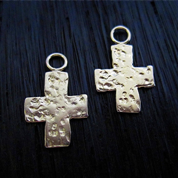 Small Textured Gold Bronze Cross Charms (set of two)