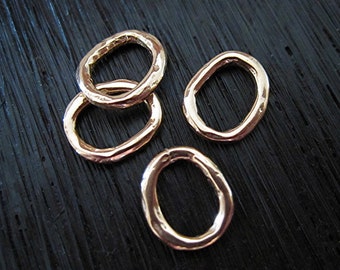 Small RED Bronze Artisan, Handmade, Round Closed Jump Rings and Links (set of 4) (N)