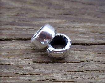 Small Smooth 3mm Diameter Bead and Spacer in Sterling Silver (set of 2)