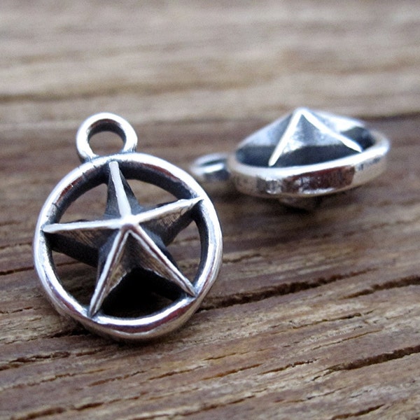 Three Dimensional Sterling Silver Designer Texas Star Charm (one)