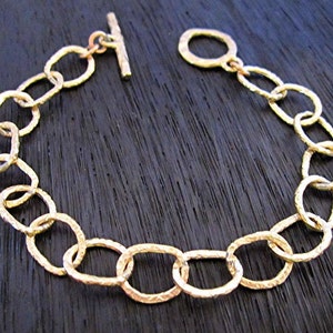 Textured Artisan Gold Bronze Medium Link Bracelet (multiple lengths available)