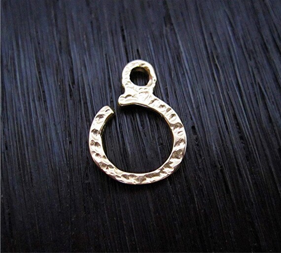Small Textured Artisan Jewelry Charm Holder and Bail in Gold