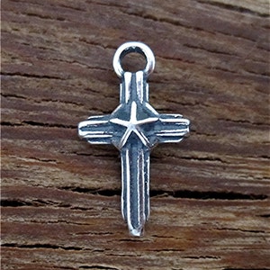 Small Designer Texas Star Cross Charm in Sterling Silver (one)