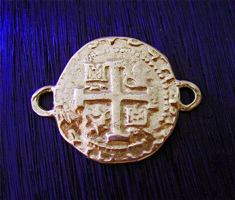 Gold Bronze Spanish Coin Replica Jewelry Links one link image 1