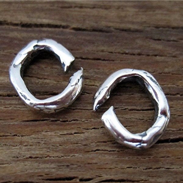 Organic Handmade No Soldering Artisan Open Jump Rings in Sterling Silver (set of 2)