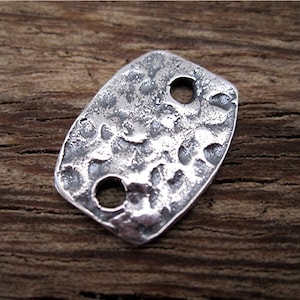 Sterling Silver Artisan Hammered Textured Tab Jewelry Link Connector and Earring Charm (one) (N)