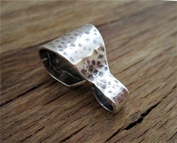 Large Hammered Artisan Jewelry Bail and Enhancer in Sterling Silver (one) (A)