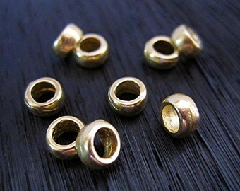 Small Smooth 3mm Diameter Bead and Spacer in Gold Bronze (set of 4)