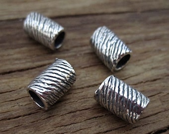 Artisan Textured Diagonal Striped Sterling Silver Bead and Slider (one bead)