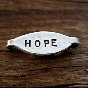 Stamped, Sterling Silver, Handmade, HOPE Bracelet Link (one)