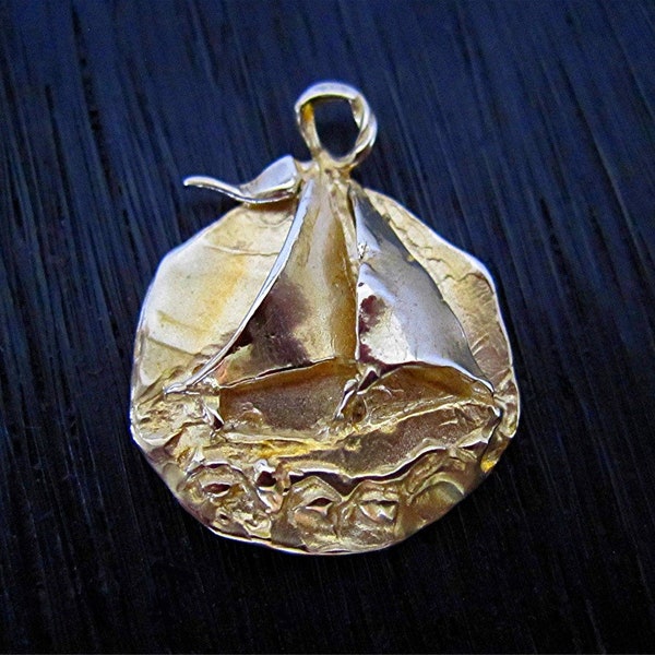 Beautifully Detailed Artisan Sailboat Charm and Pendant in Gold Bronze (one charm)