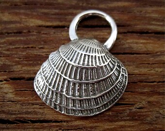 Kreuz Schraffierte Medium Muschel Anhänger und Charme in Sterling Silber (eins) (A)