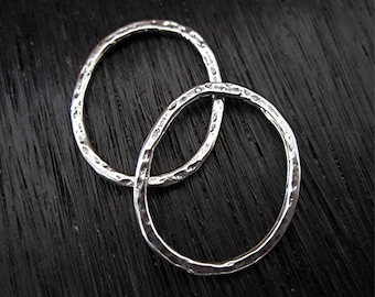 Extra Large Handmade Oval Artisan Jewelry Link in Sterling Silver (pair) (X)
