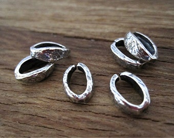 Small Oval Sterling Silver Textured Bail Enhancer and Open Jump Ring (one) (N)