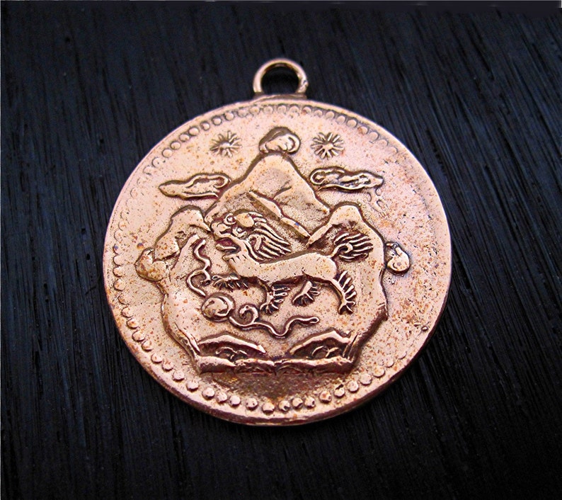 Red Bronze Reproduction of Tibetan 1949 Himalayan Mountain Scene Coin one A image 1