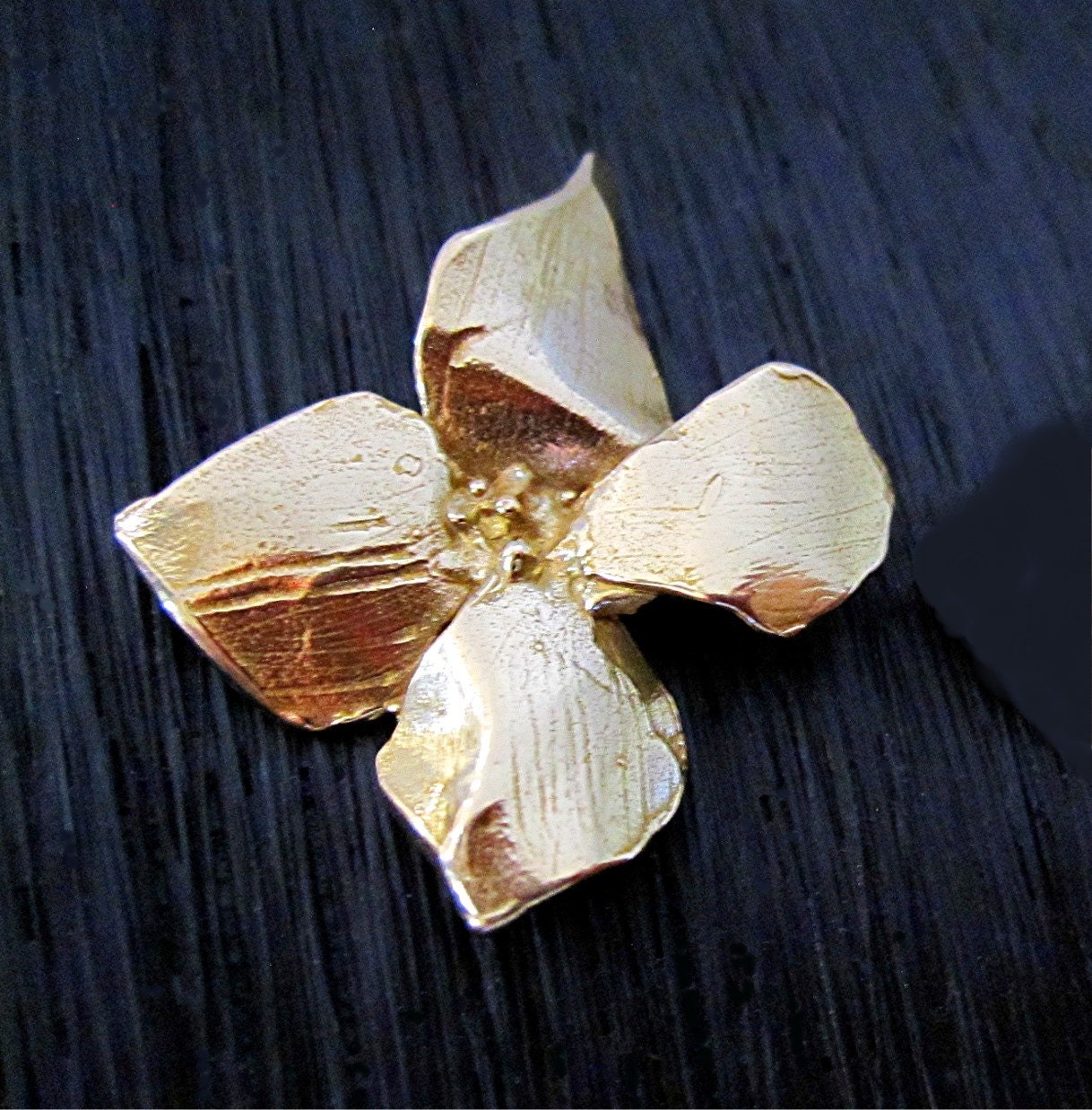 Artisan Gold Bronze Flower Link and Earring Charm (one) (N)