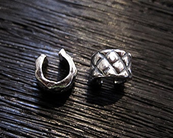 Handmade, Sterling Silver, Criss-Cross Design Crimp Bead Cover (set of 2)