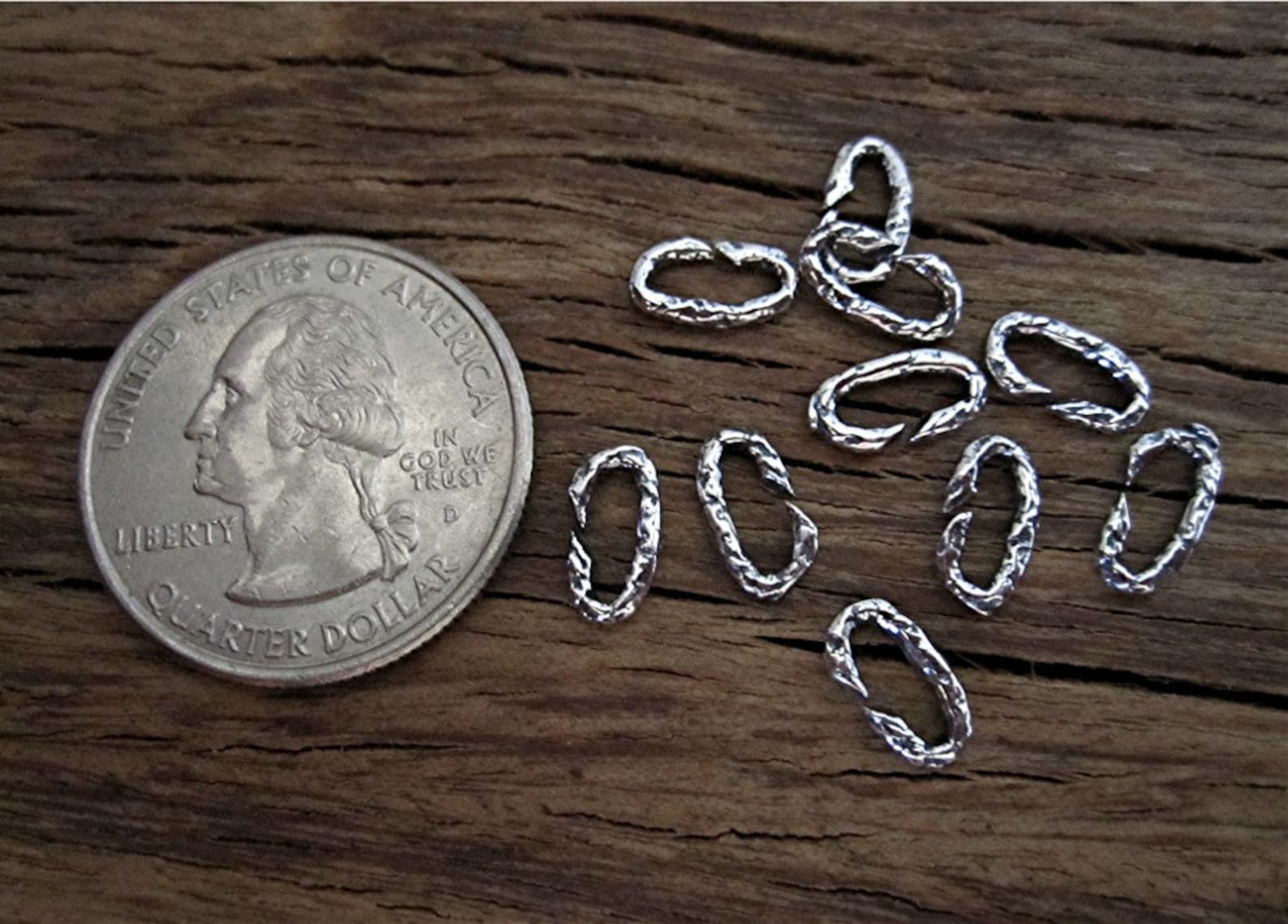 Small Textured Sterling Silver Open Jump Rings (set of EIGHT Jump Rings ...