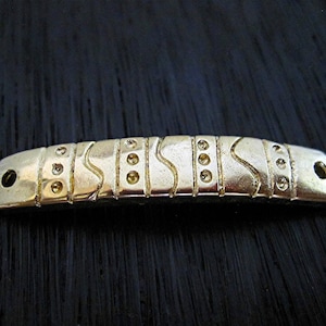 Gold Bronze Artisan Dotted Wavy Bracelet Links and Jewelry Connectors (one connector) (N)